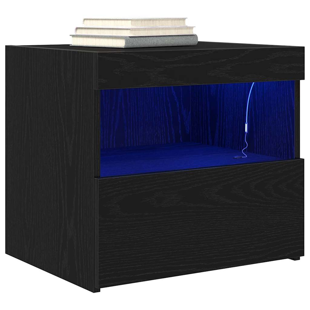 Bedside Cabinet Black oak 50 x 40 x 45 cm Engineered wood