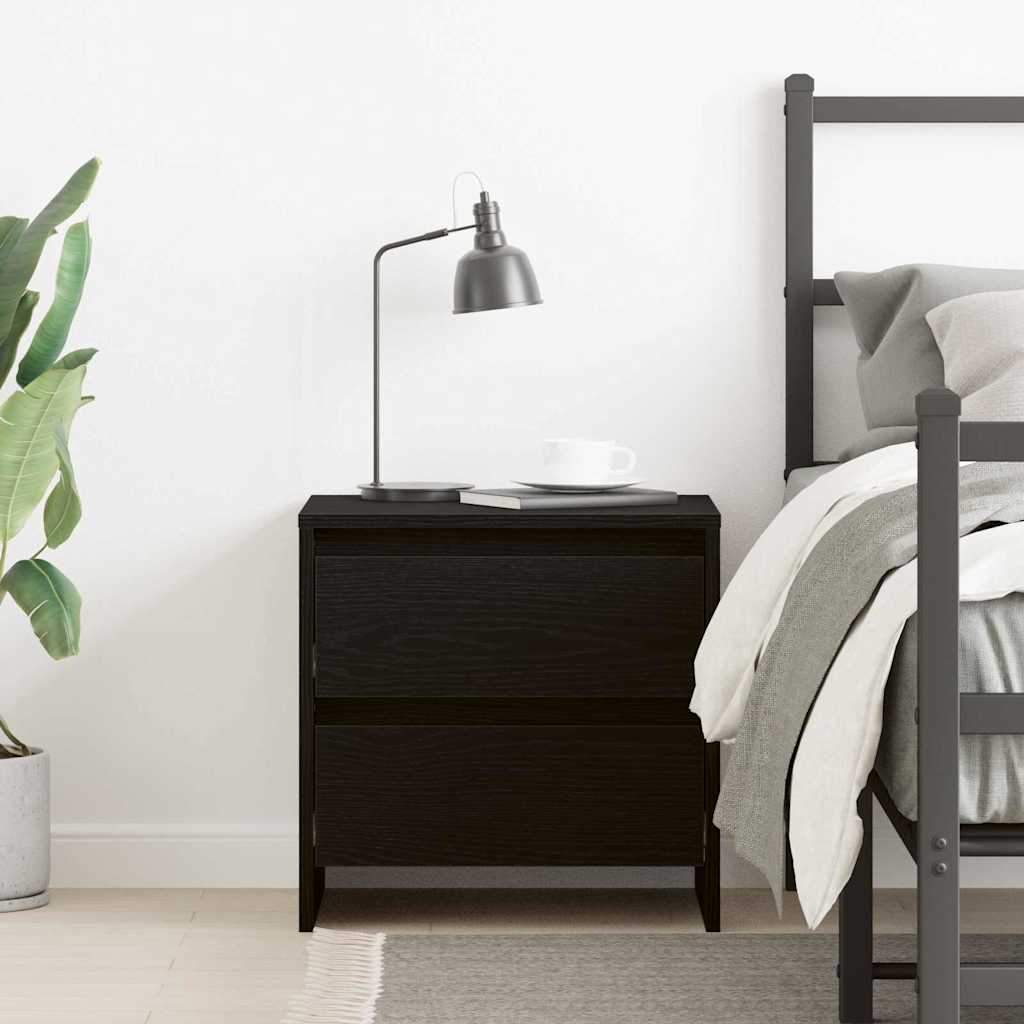 Bedside Cabinet Black oak 45 x 34 x 44.5 cm Engineered wood