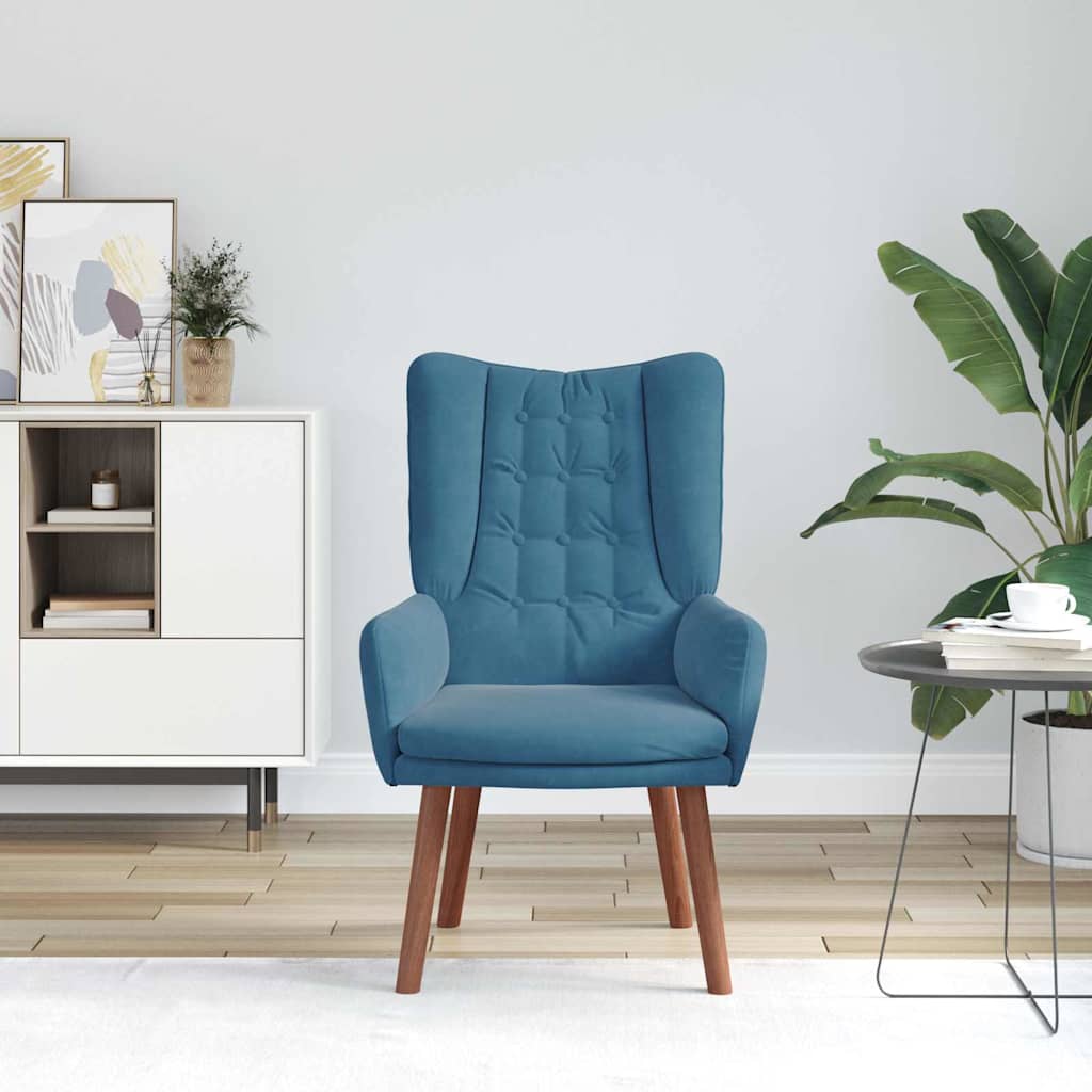 Relaxing Chair Blue 63 x 67 x 94 cm Velvet