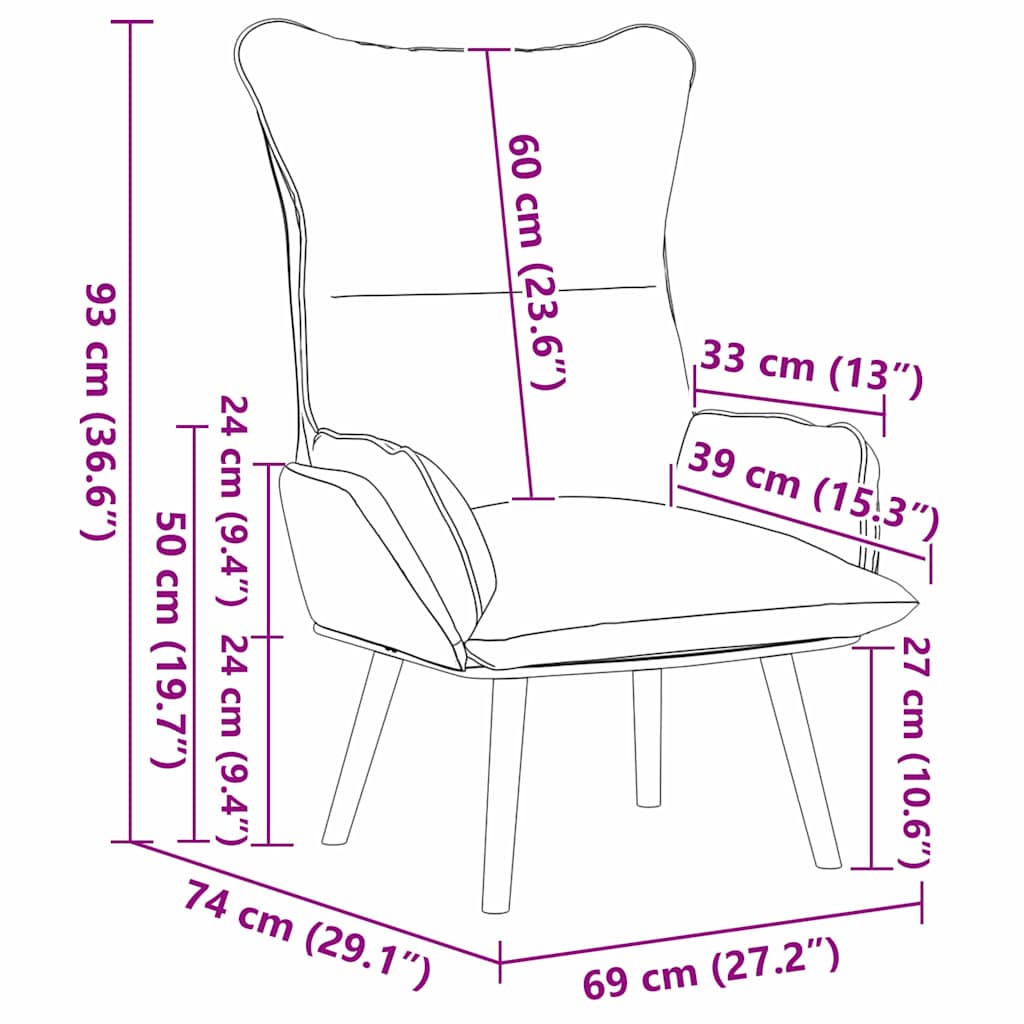 Relaxing Chair Cloud grey 69 x 74 x 93 cm Fabric