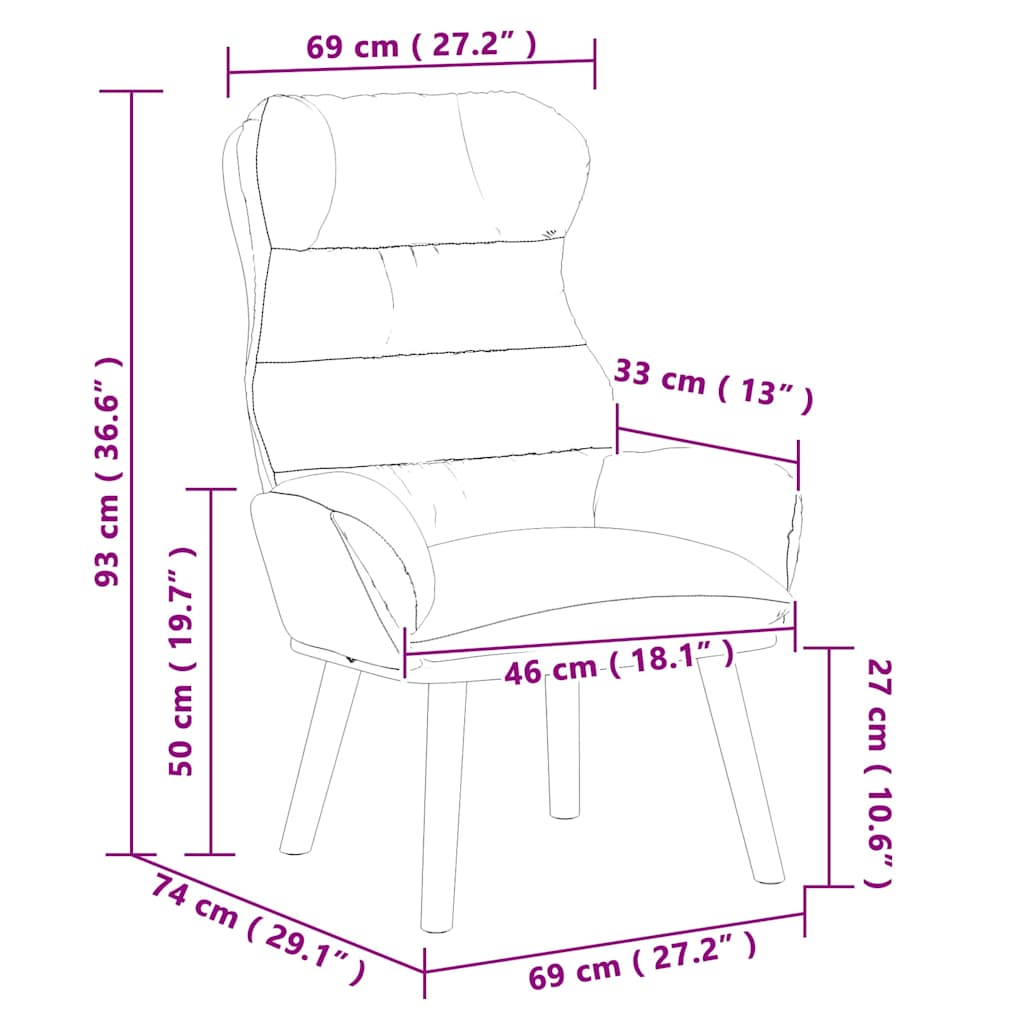Relaxing Chair Pink 69 x 74 x 93 cm Fabric