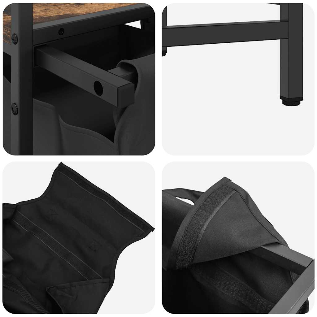 Laundry Basket 1 Compartment with Shelf Smoked Oak