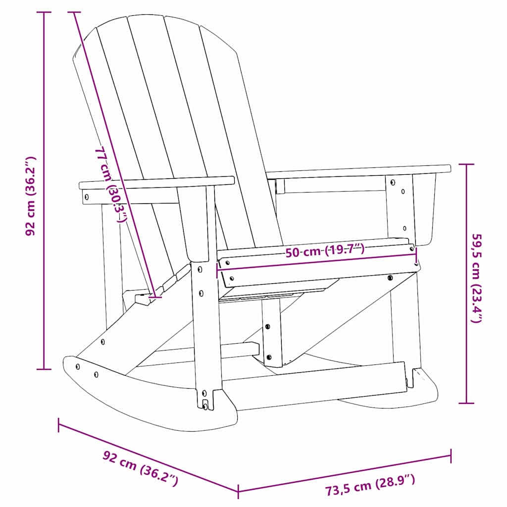 Adirondack Rocking Chairs 2 pcs Light grey HDPE