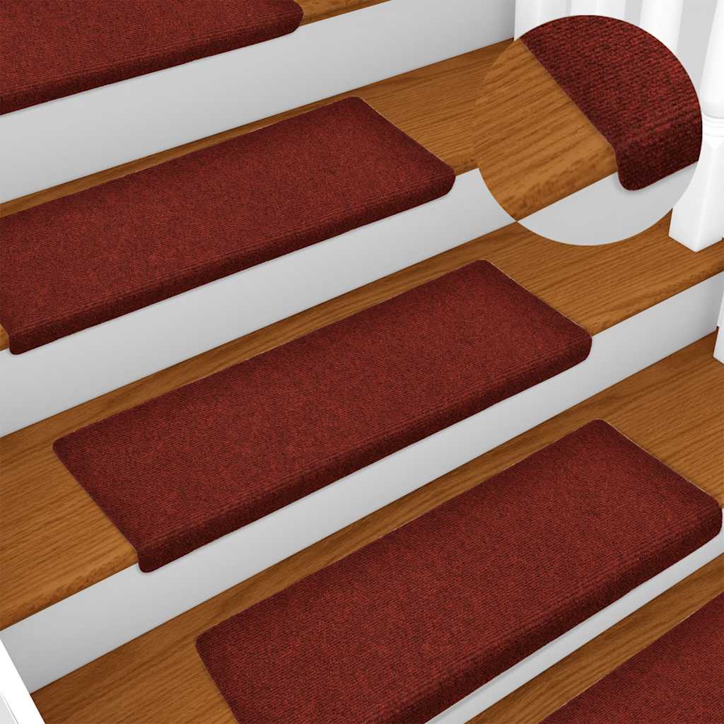 Stair Mats Self-adhesive 30 pcs 65x21x4 cm Bordeaux Red Rectangular Edge