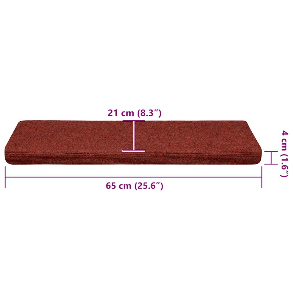 Stair Mats Self-adhesive 30 pcs 65x21x4 cm Bordeaux Red Rectangular Edge