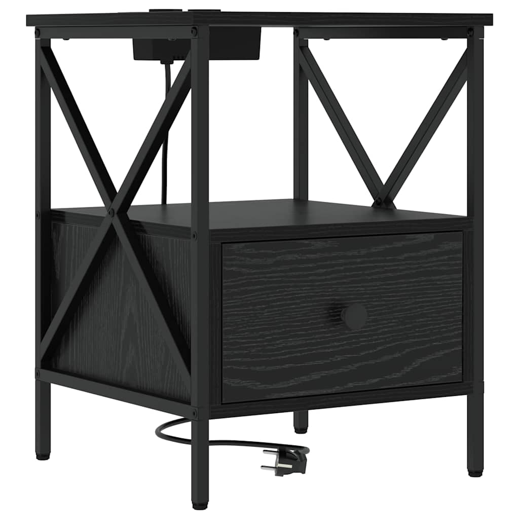 Bedside Cabinet Black oak 41.5 x 40.5 x 55 cm Engineered wood