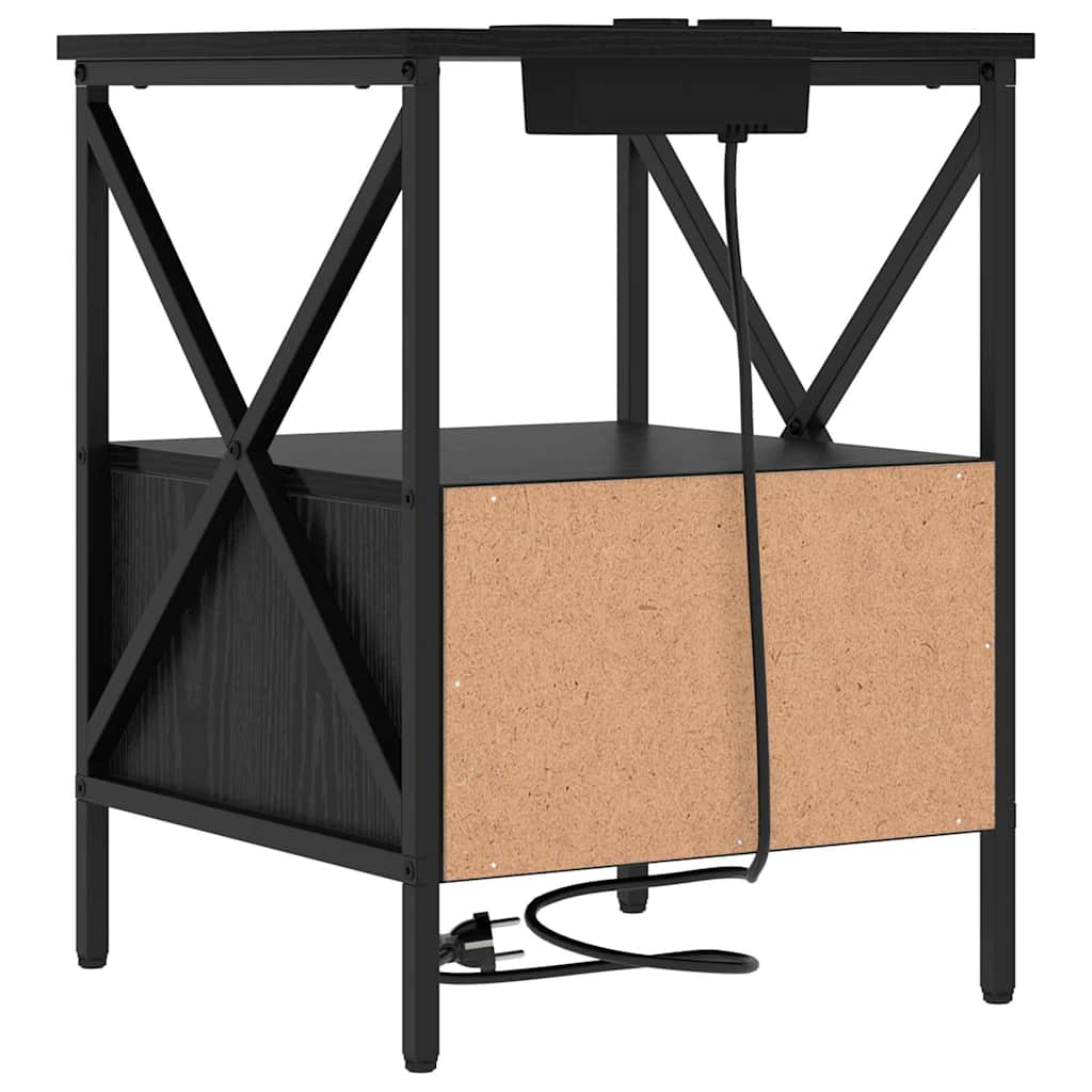 Bedside Cabinet Black oak 41.5 x 40.5 x 55 cm Engineered wood