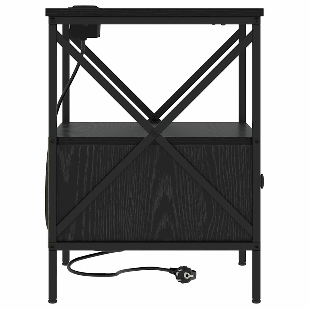 Bedside Cabinet Black oak 41.5 x 40.5 x 55 cm Engineered wood