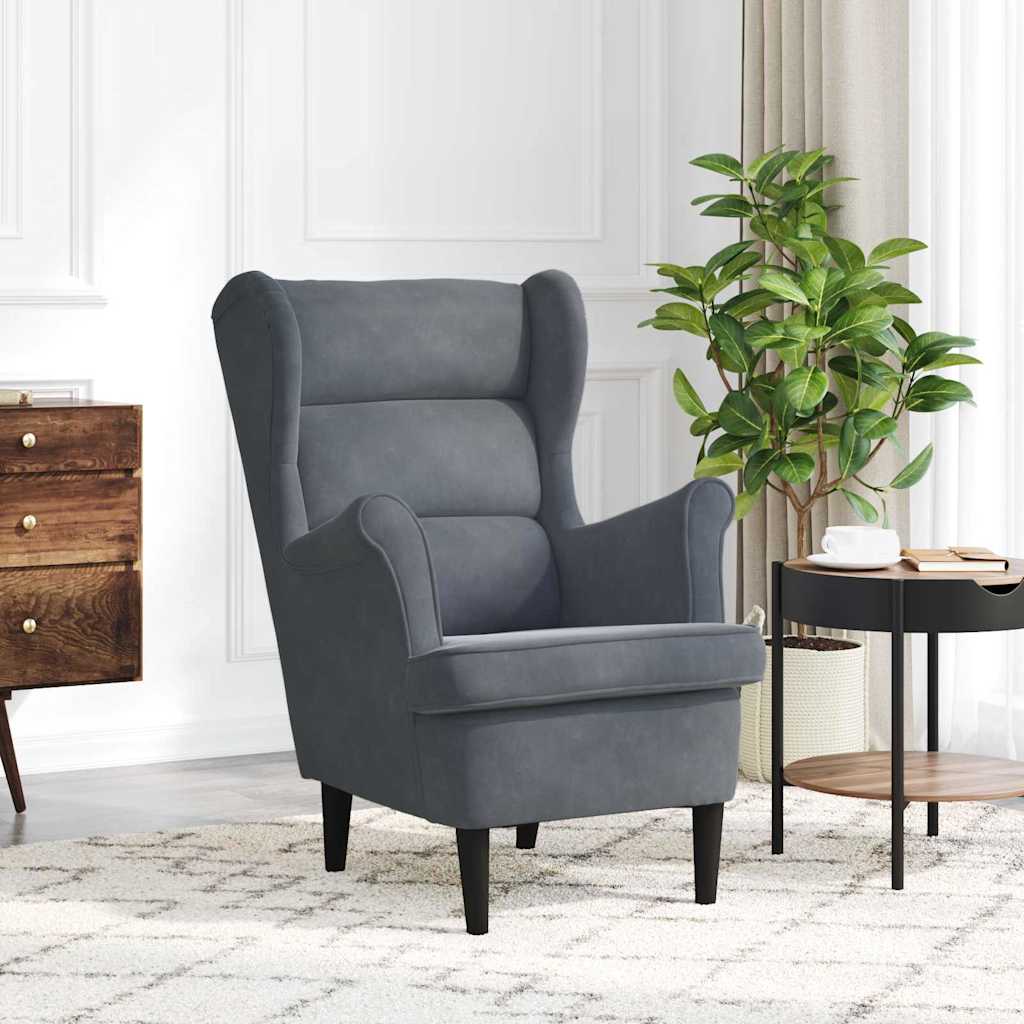 Armchair Dark grey 71 x 92 x 91 cm Velvet